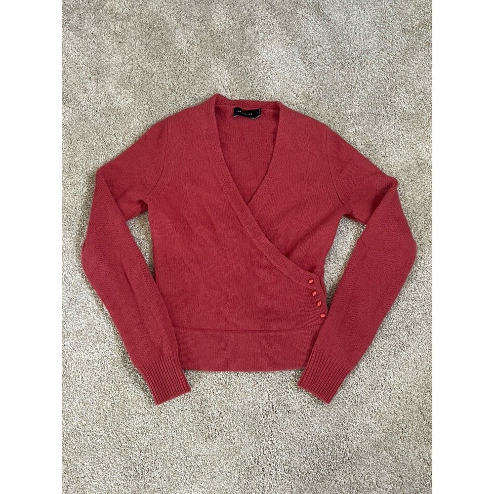 The Limited Burnt Orange Wrap Sweater Size S Angora Rabbit & Lambs Wool V Neck